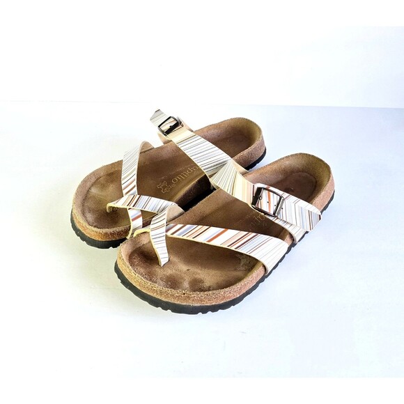 Birkenstock PAPILLIO Sandals Striped Multicolor Birko Flor 41 10.5 11 Regular - Picture 2 of 13